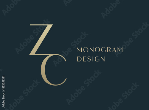 ZC letter logo icon design. Classic style luxury initials monogram.