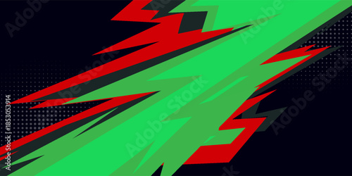 Dynamic sports themed background with geometric shapes and vibrant green. vector illustration