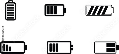 Battery level icons showing different charge levels on white background