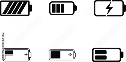 Battery level icons showing different charge levels on white background