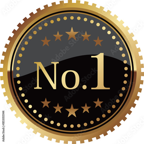 高級感のあるNo.1のエンブレム　ブラック＆ゴールド