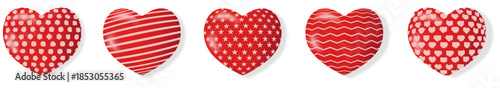 Set of 3D hearts with different design