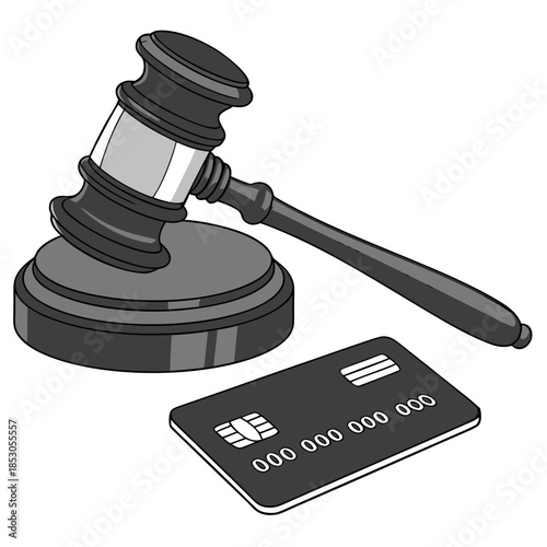 Digital balance of credit card and gavel justice finance
