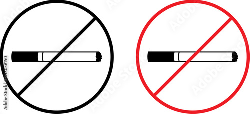No smoking signs in black and red circles indicating prohibited areas