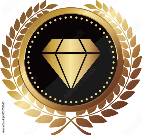 高級感のあるダイヤのエンブレム　ブラック＆ゴールド