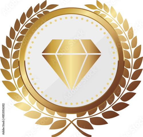 高級感のあるダイヤのエンブレム　ホワイト＆ゴールド