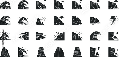 Modern business growth icon set