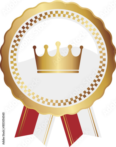 高級感のある王冠のエンブレム　ホワイト＆ゴールド