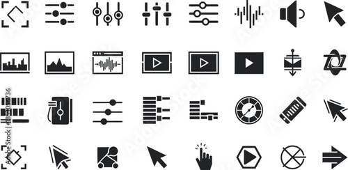 Modern tech icons set for user interface