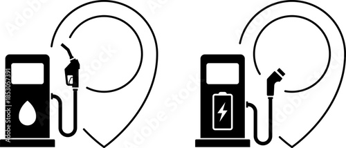 Fuel Station and EV Charger Icons