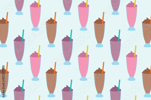 Vector seamless background with milkshakes.