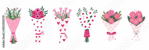 Beautiful bouquets of flowers for Valentine's Day or Mother's Day gift