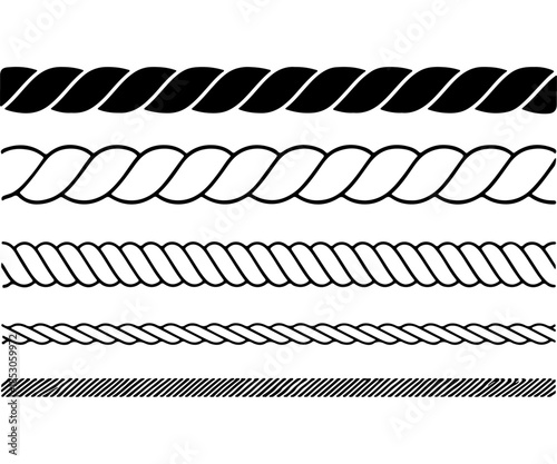 Twisted rope texture clipart, cord pattern variations for design and engineering use