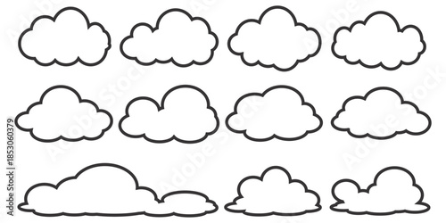 cloud bubble illustration with outline style.	
