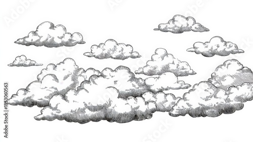 Doodle sketch style of Hand drawn Clouds cartoon vector illustration for concept design. 