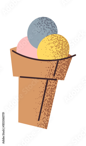 Waffle cone with ice-cream scoops