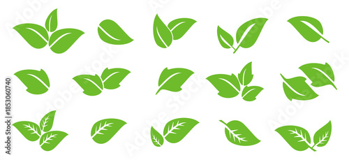 Leaf vector symbol, leaf illustration or leaf emoji in flat style. Spring leaf design, ecological nature theme.	