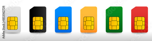 Set of color SIM cards