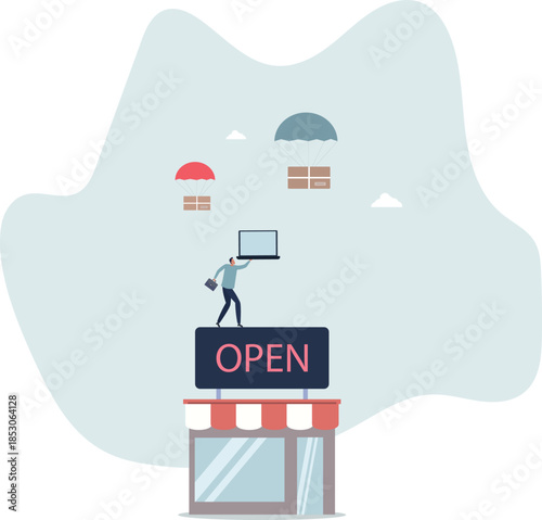 Dropshipping business model by open e-commerce website store and let supplier ship product directly to customer concept,Life and employment of people.