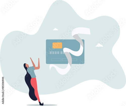 Credit card debt problem, overspend or shopping trouble, consumerism or buying addicted causing financial problem concept.Life and employment of people.
