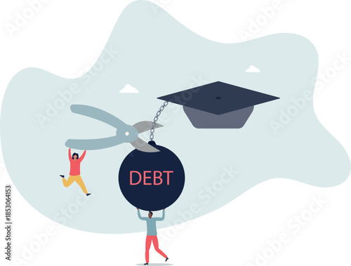 Student loan debt pay off or forgiveness program, cut education expense or reduce fee concept.Life and employment of people.