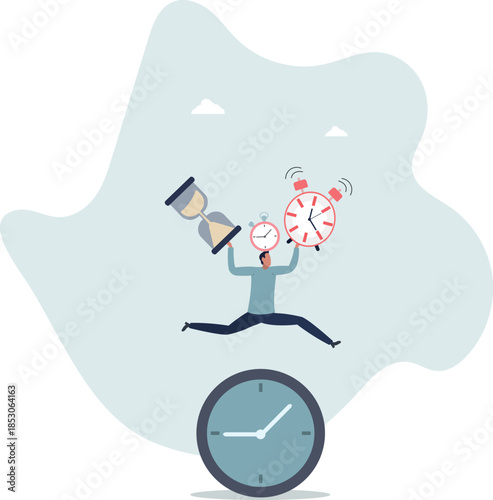 Time management or productivity addiction, work life balance or control work project time and schedule concept.Life and employment of people.