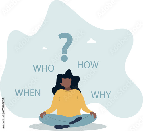 5w1h asking questions for solution to solve problem, thinking process or business analysis to get new idea concept.Life and employment of people.