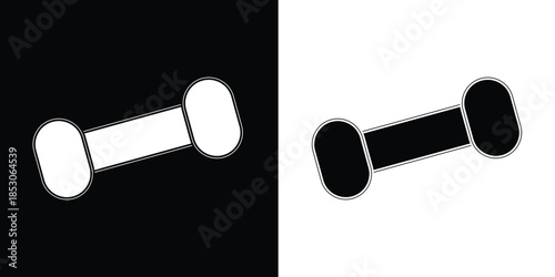 Dumbbell icons set in outlined and filled flat style. Gym heavy strength training dumbbell line pictograms. Weight lifting dumbbell signs eps 10