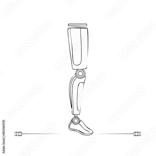 Prosthetic Leg Sketch Single Line Art, Limb Replacement Innovation