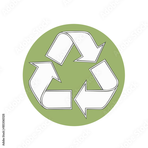 Recycle symbol with arrows in green circle denoting waste management concept and circular economy illustration