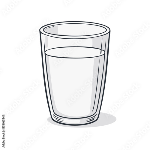 Tall Glass of White Liquid Beverage Refreshment on White Background