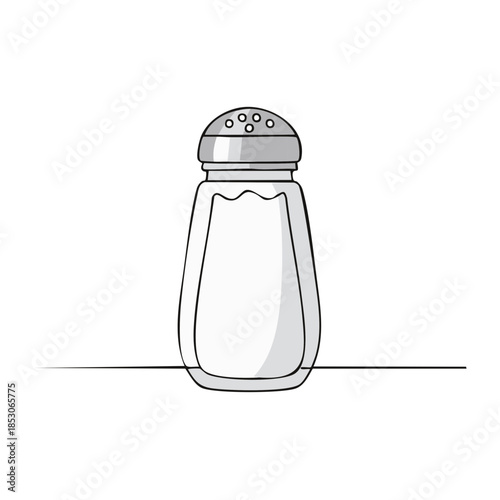 Single Line Drawing of a Salt Shaker on a Table in Gray Scale