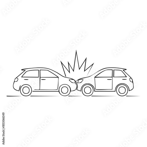 Car Crash Illustration Two Vehicles Colliding in Minimalistic Style