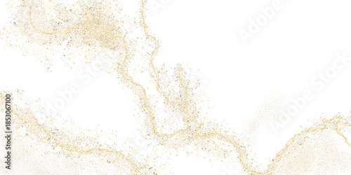 Isolated golden splatter, glitter wavy, stripes. Gold spatter, spots, dots, lines. For overlay, montage, texture, greeting, invitation card, scrapbooking. 