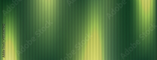 Corrugated, fluted glass vertical stripes in of forest, emerald, and lime green tones vector texture. Ribbed plastic gradient background 