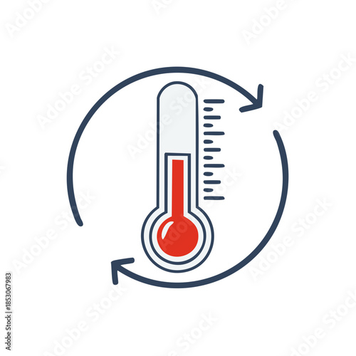 Thermometer Indicating High Temperature with Circular Rotation Arrows Symbol