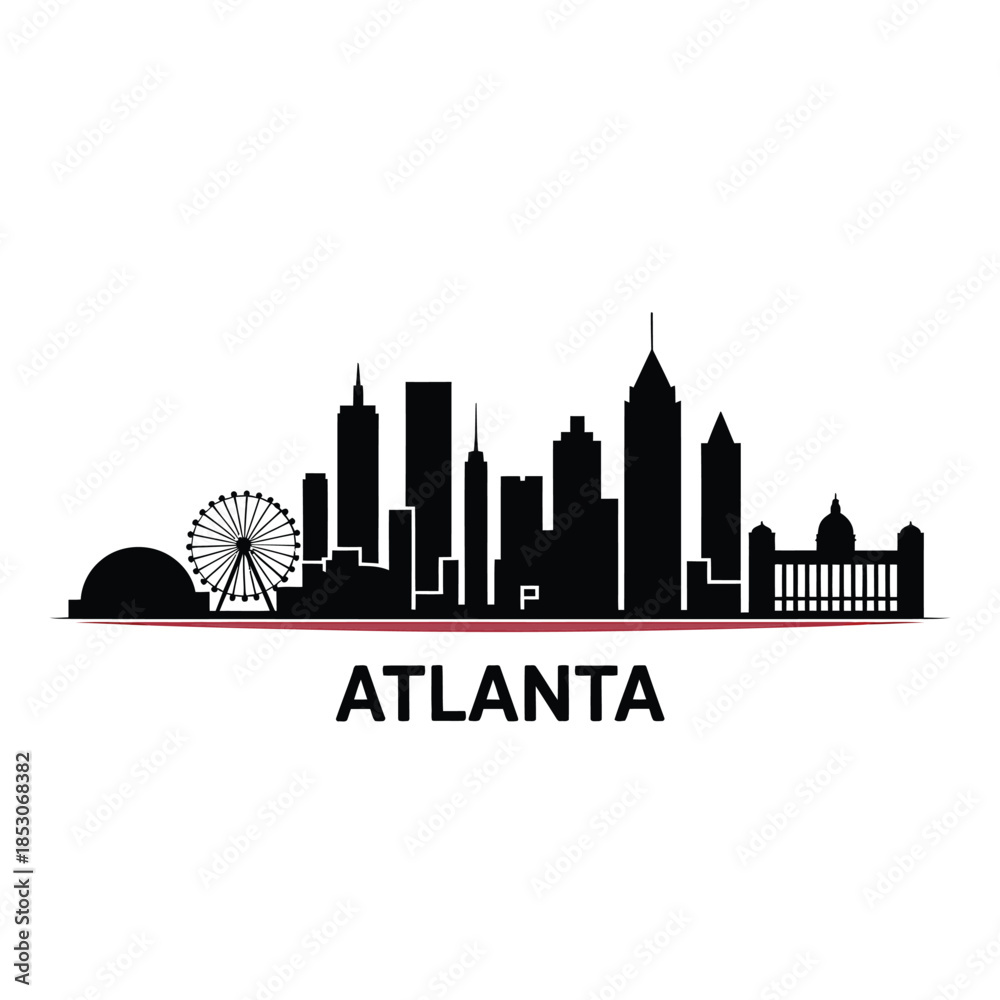 Fototapeta premium A striking black silhouette of the atlanta city skyline with its name