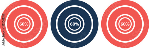 Circular progress indicator showing sixty percent completion for loading status dashboard analytics and user interface design
