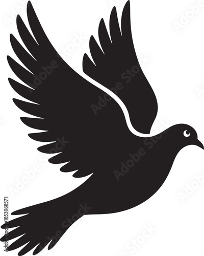 Dove flying with outstretched wings