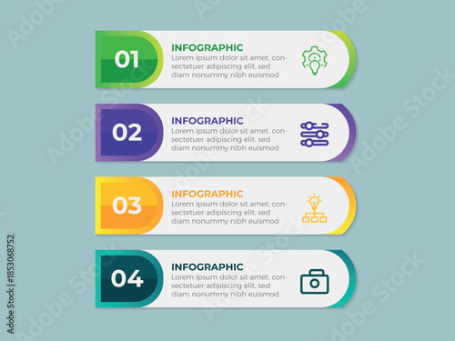 vector illustration infographic design template with 4 steps. Template for process, presentations, layout, banner, brochure.