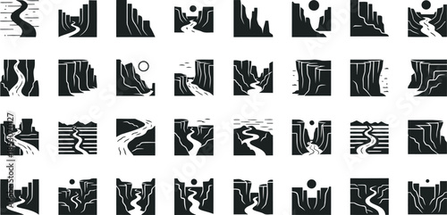 Modern minimalist building icons set