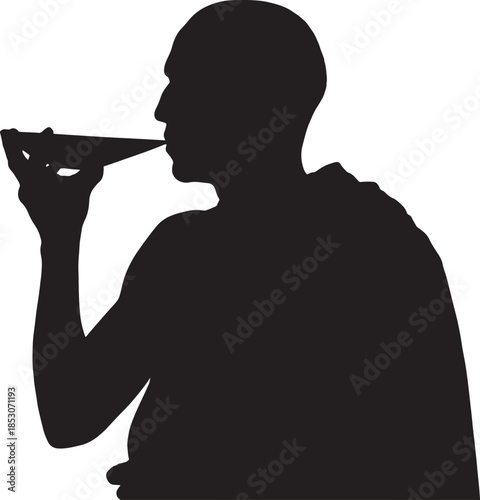 Man drinking from bottle in silhouette