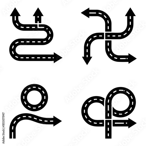 set of road map icons