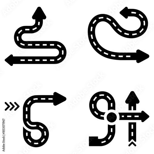 set of road map icons