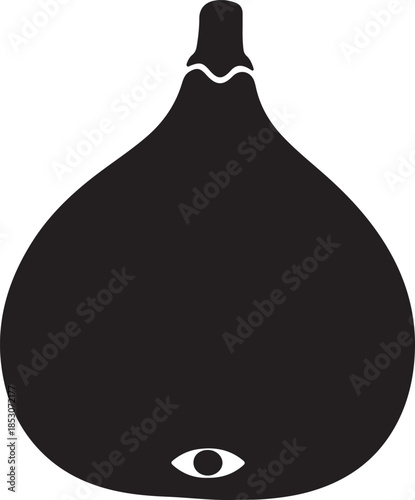 Black silhouette of a fig with an eye symbol minimalist vector illustration for food and health concepts isolated on white background