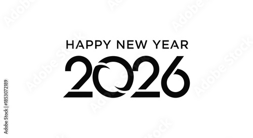 Bold new year greeting with stylized numbers and text in a dark silhouette
