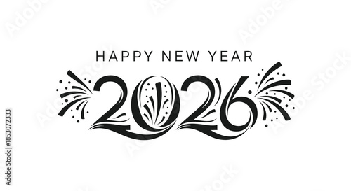 Festive new year celebration with decorative elements and bold typography a striking silhouette