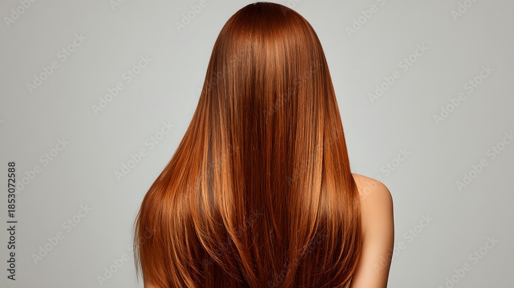 Fototapeta premium Beautiful Long Straight Red Hair Viewed From Behind.