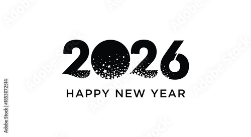 Bold new year design with the year 2026 and festive greetings a striking silhouette