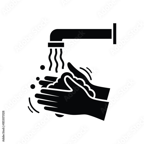 Washing hands hygiene health care safety silhouette awareness vector illustration